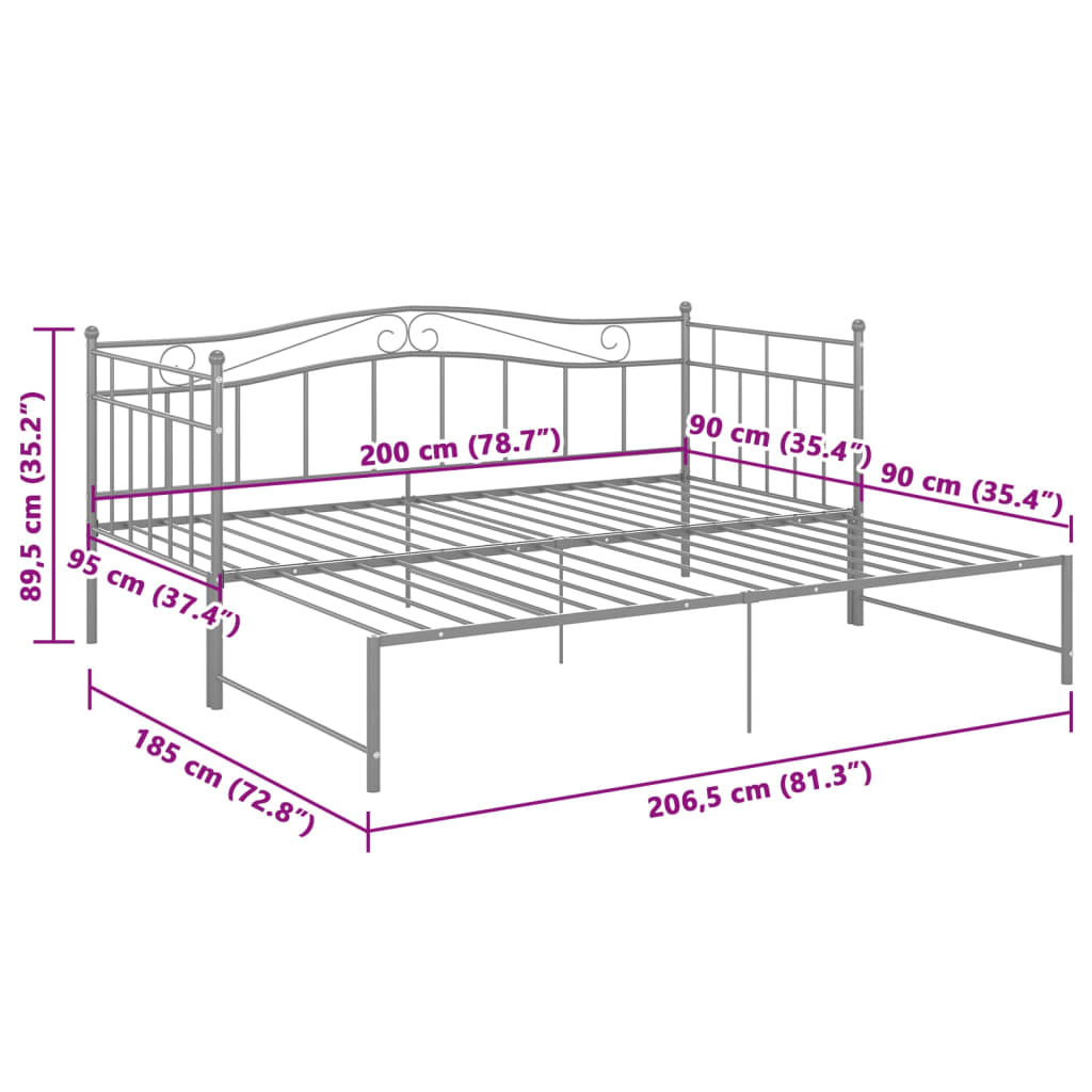Pull-Out Sofa Bed Frame Without Mattress Metal 90X200 Cm