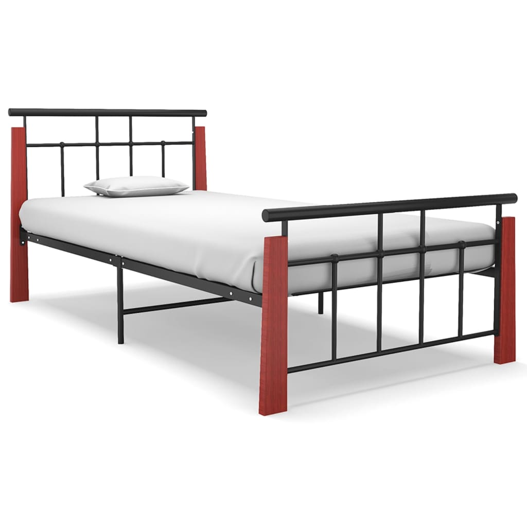 Bed Frame Without Mattress Metal And Solid Oak Wood