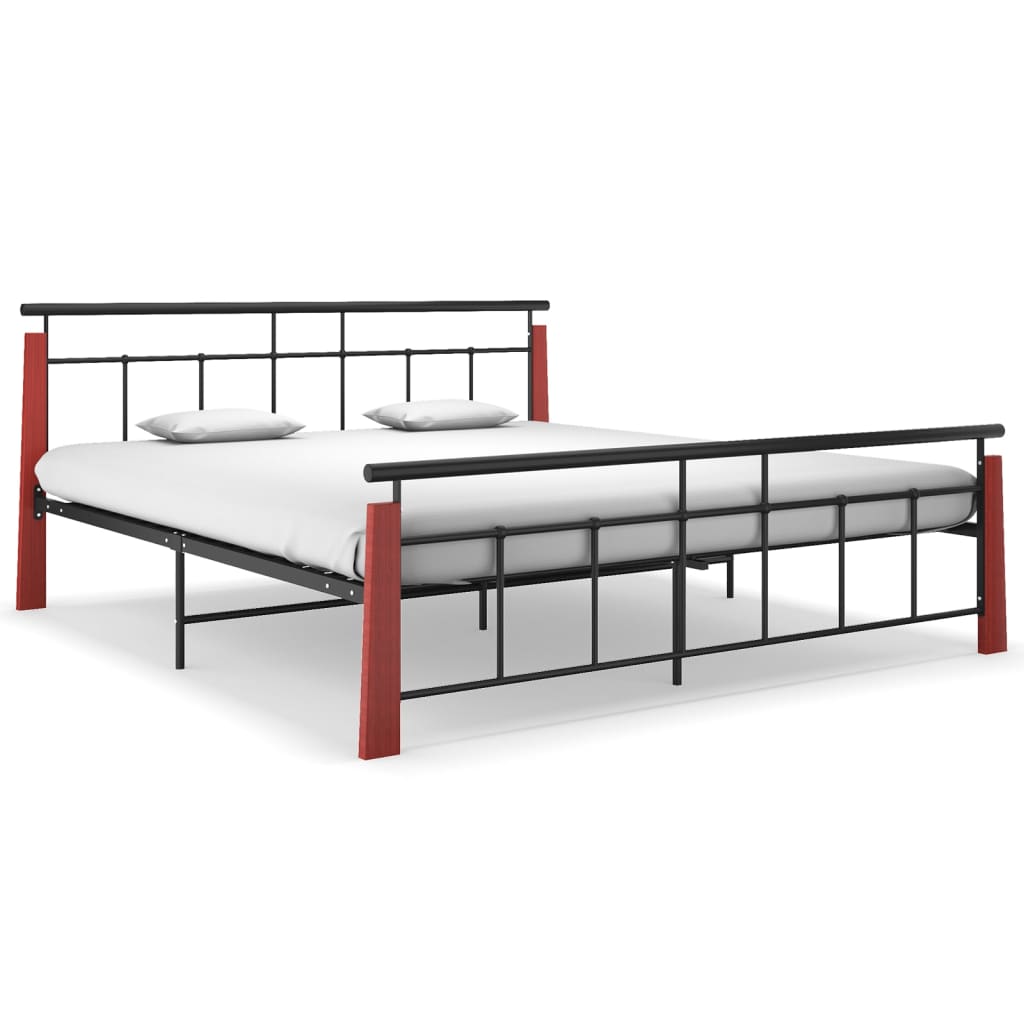Bed Frame Without Mattress Metal And Solid Oak Wood