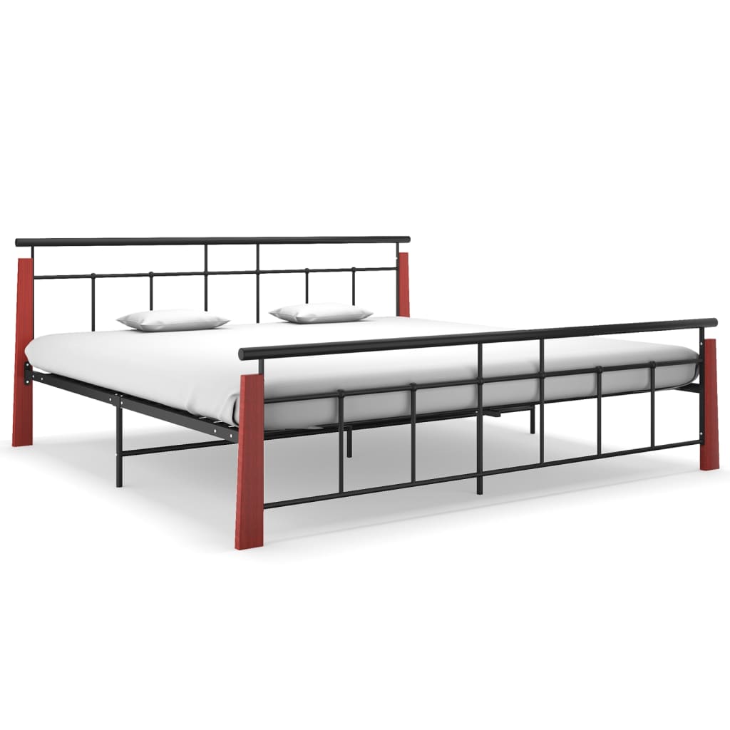 Bed Frame Without Mattress Metal And Solid Oak Wood