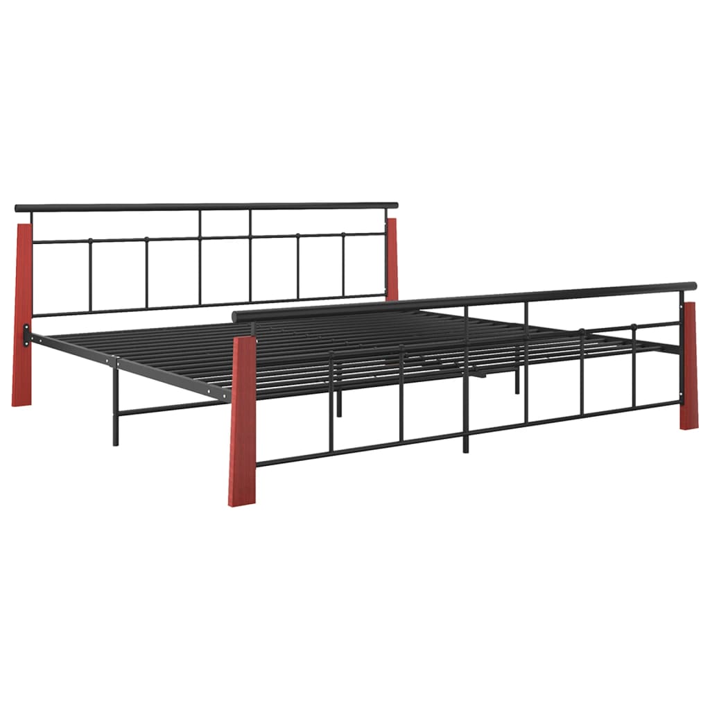 Bed Frame Without Mattress Metal And Solid Oak Wood