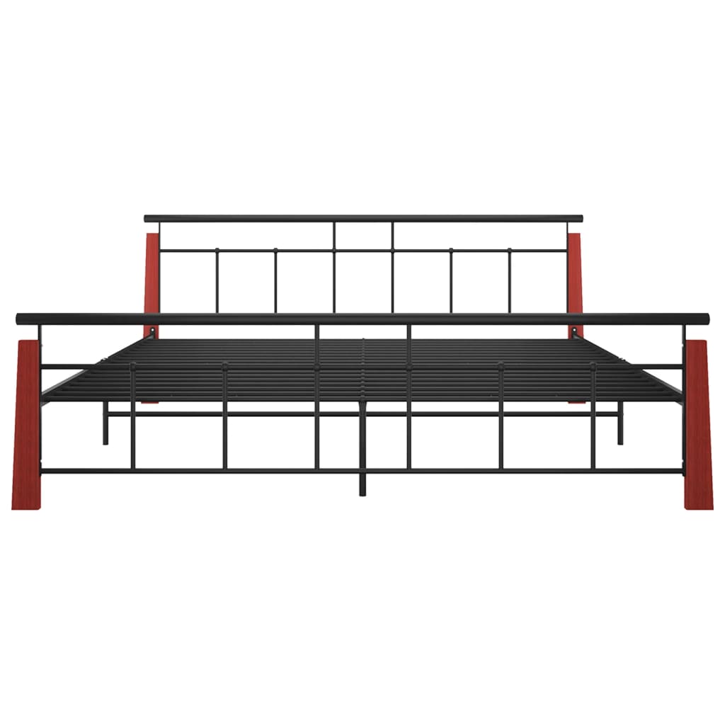 Bed Frame Without Mattress Metal And Solid Oak Wood