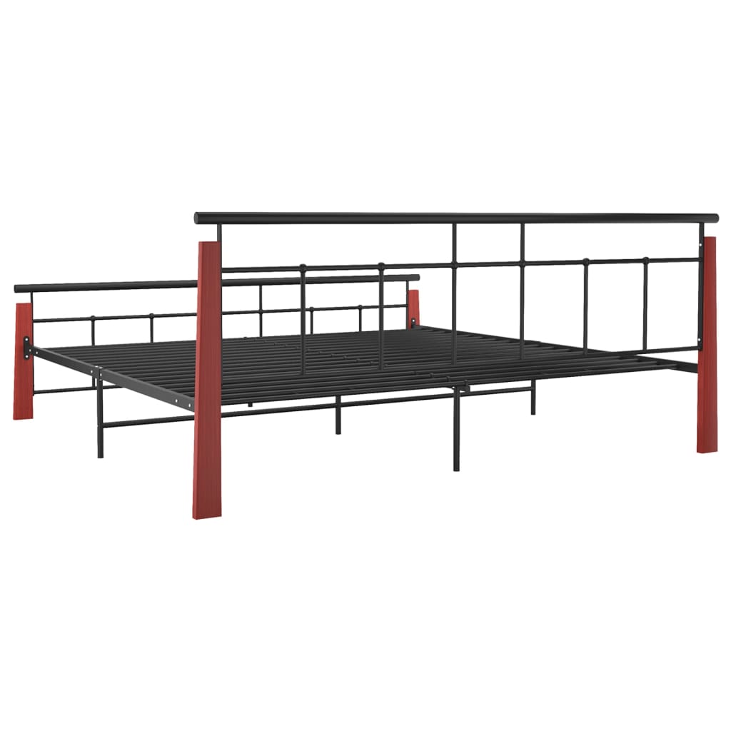 Bed Frame Without Mattress Metal And Solid Oak Wood