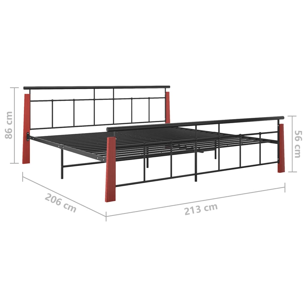 Bed Frame Without Mattress Metal And Solid Oak Wood