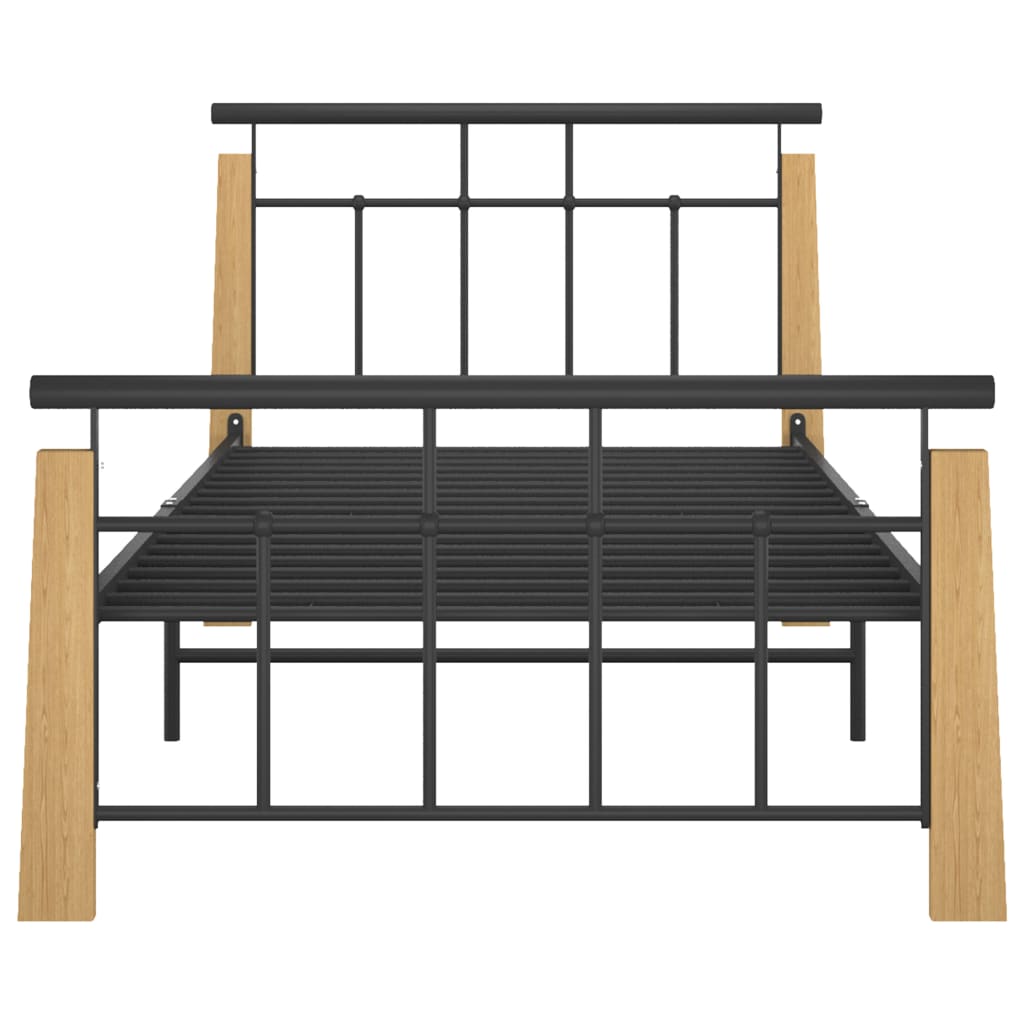 Bed Frame Without Mattress Metal And Solid Oak Wood