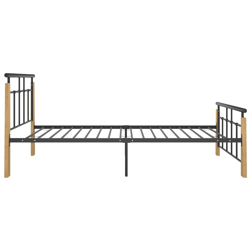 Bed Frame Without Mattress Metal And Solid Oak Wood