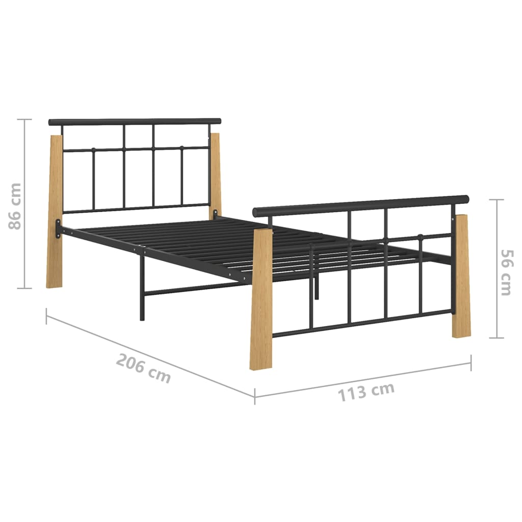 Bed Frame Without Mattress Metal And Solid Oak Wood
