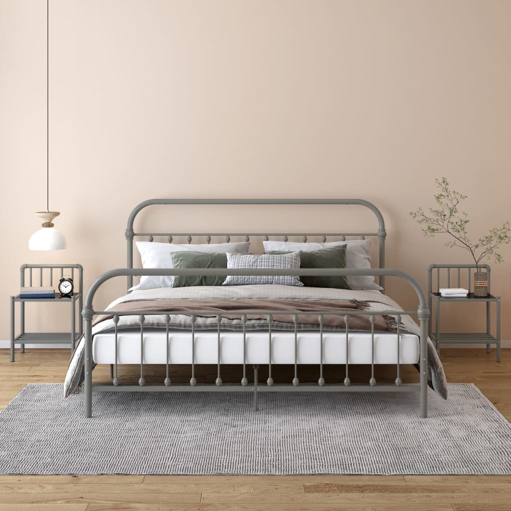 Bedside Cabinet White&Transparent 45X34.5X62.5 Cm Metal & Glass