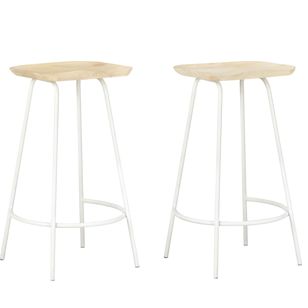 Bar Stools 2 Pcs Solid Mango Wood