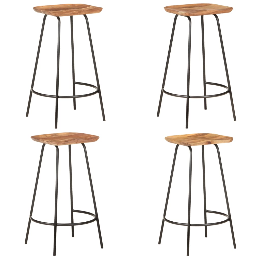 Bar Stools 4 Pcs Solid Acacia Wood