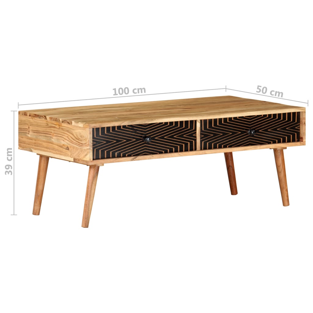 Coffee Table 100X50X39 Cm Solid Acacia Wood