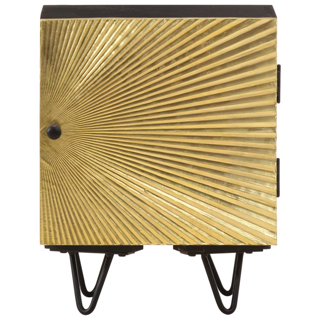 Bedside Cabinet With Brass Front 40X30X50 Cm Solid Mango Wood