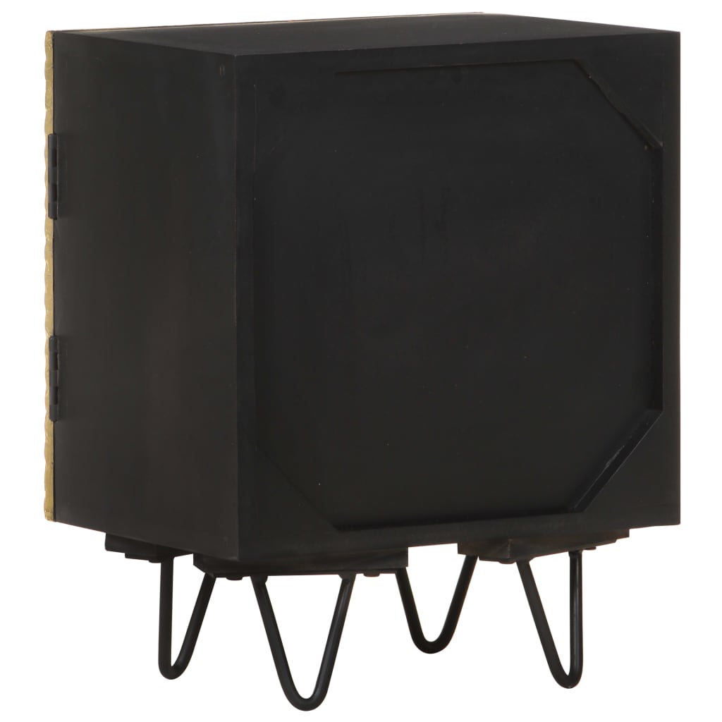 Bedside Cabinet With Brass Front 40X30X50 Cm Solid Mango Wood