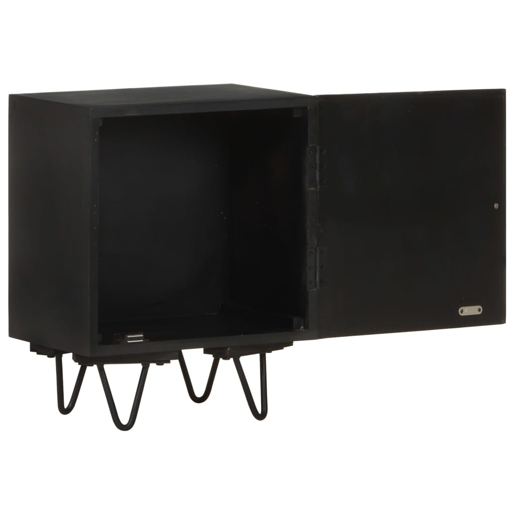 Bedside Cabinet With Brass Front 40X30X50 Cm Solid Mango Wood