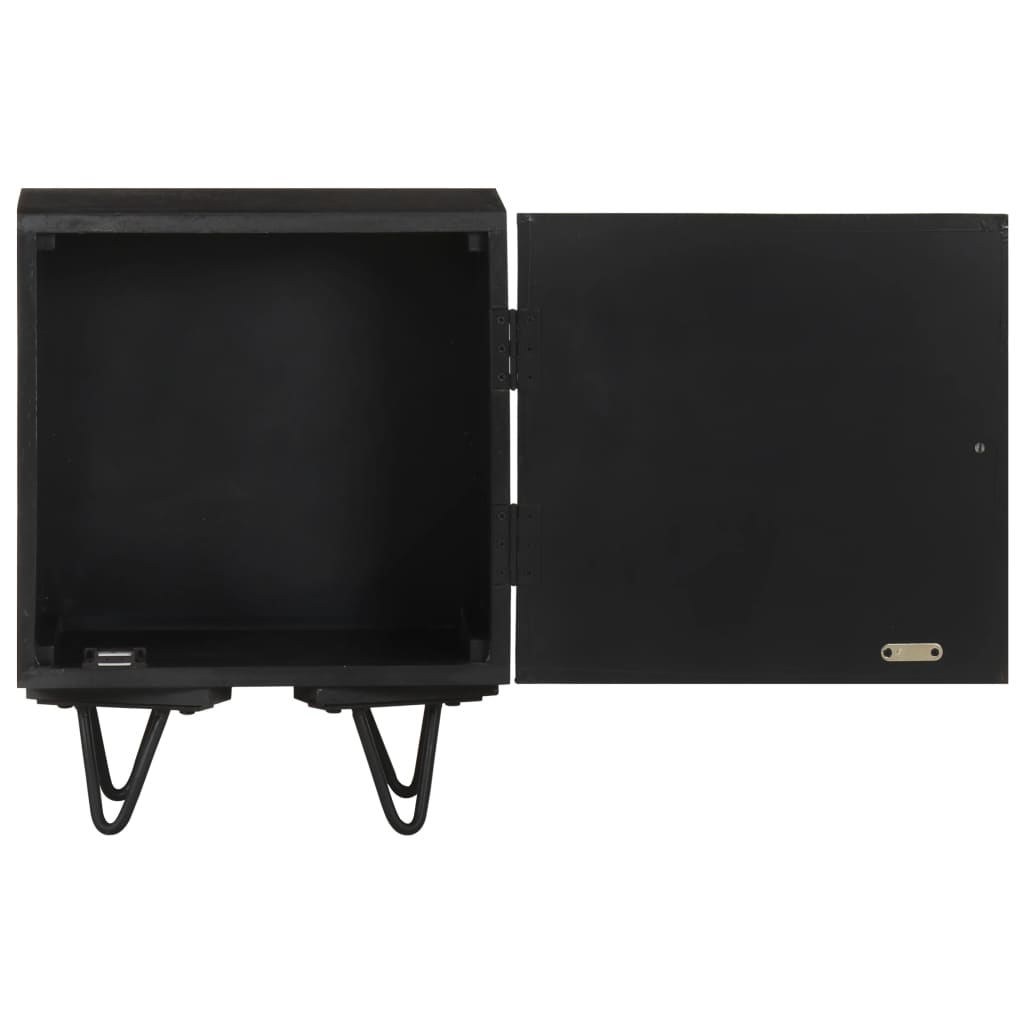 Bedside Cabinet With Brass Front 40X30X50 Cm Solid Mango Wood