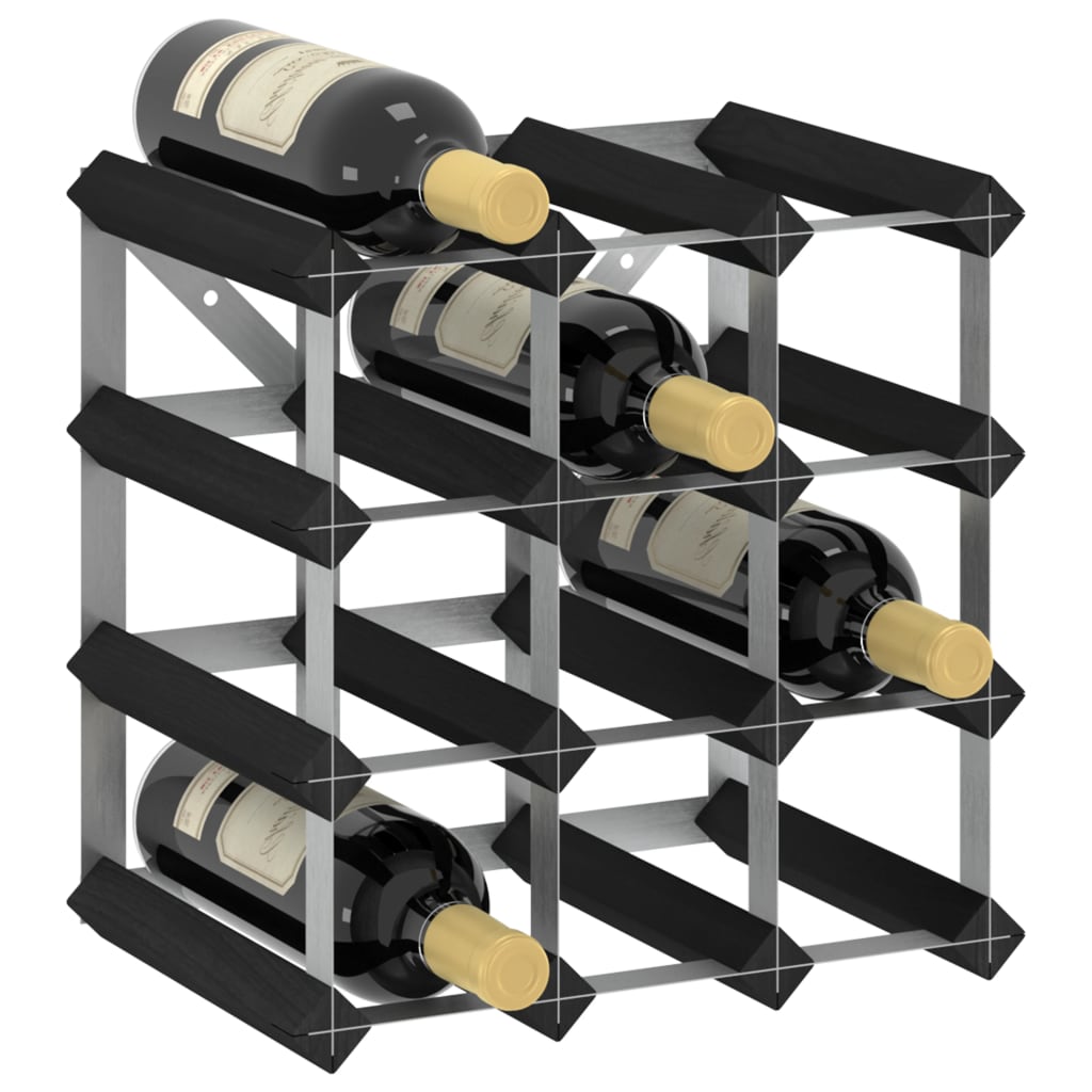 Wine Rack For 20 Bottles Black Solid Pine Wood