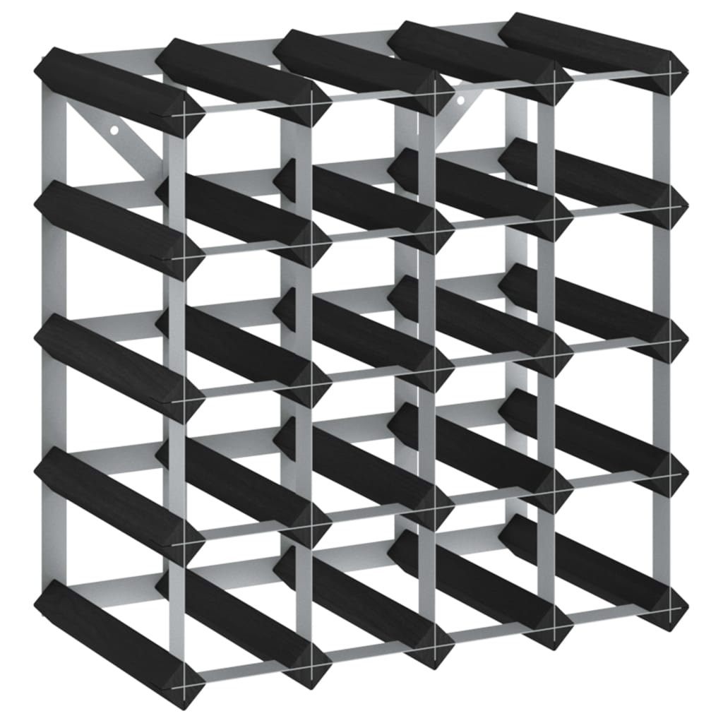 Wine Rack For 20 Bottles Black Solid Pine Wood