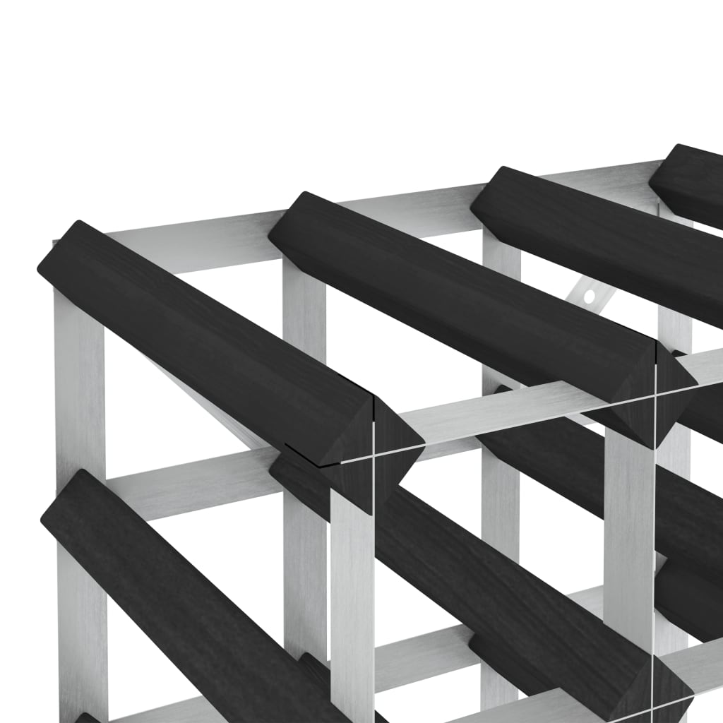 Wine Rack For 20 Bottles Black Solid Pine Wood