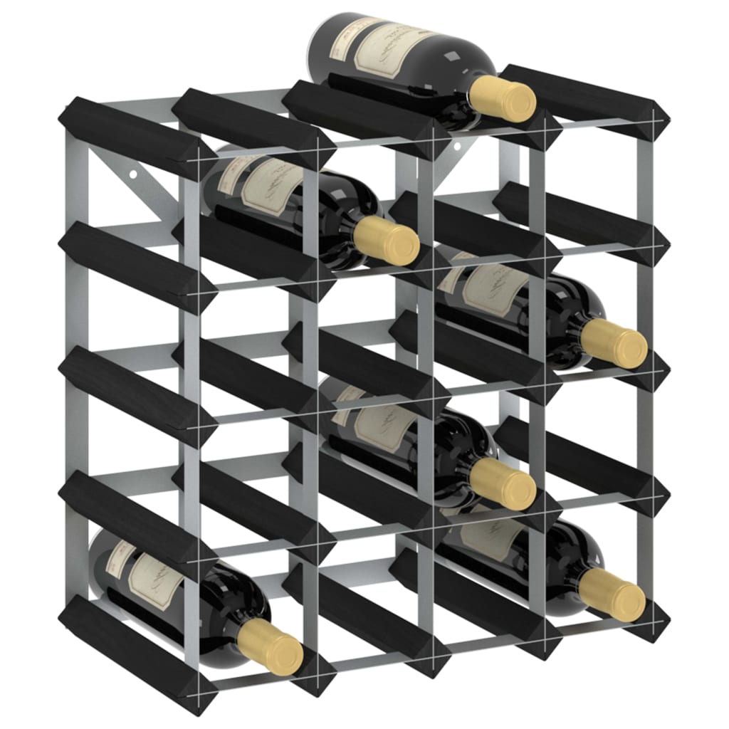Wine Rack For 20 Bottles Black Solid Pine Wood