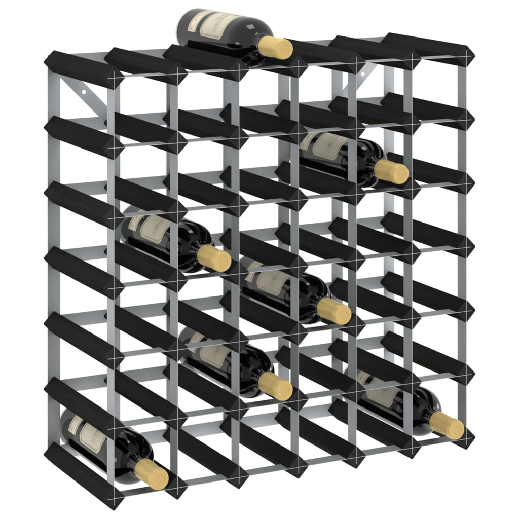 Wine Rack For 20 Bottles Black Solid Pine Wood