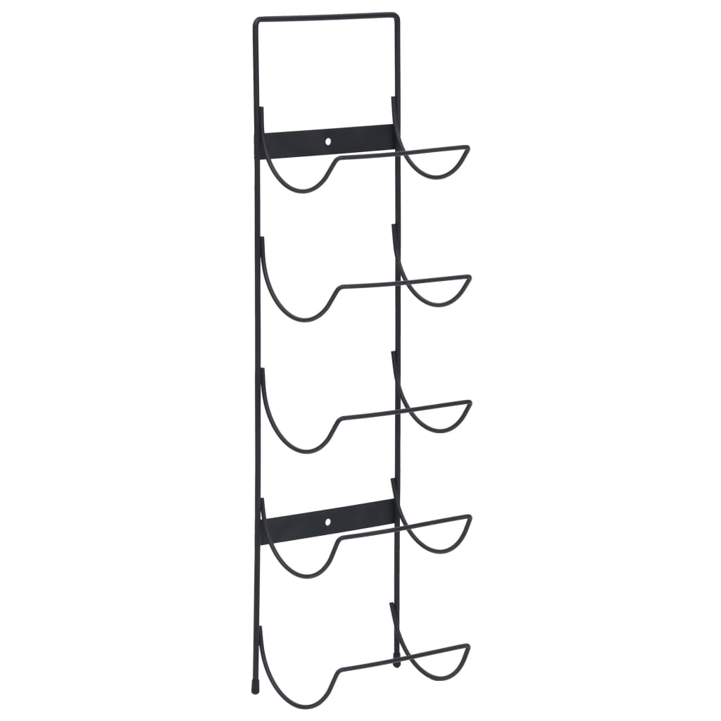 Wall Mounted Wine Rack For 5 Bottles Black Iron