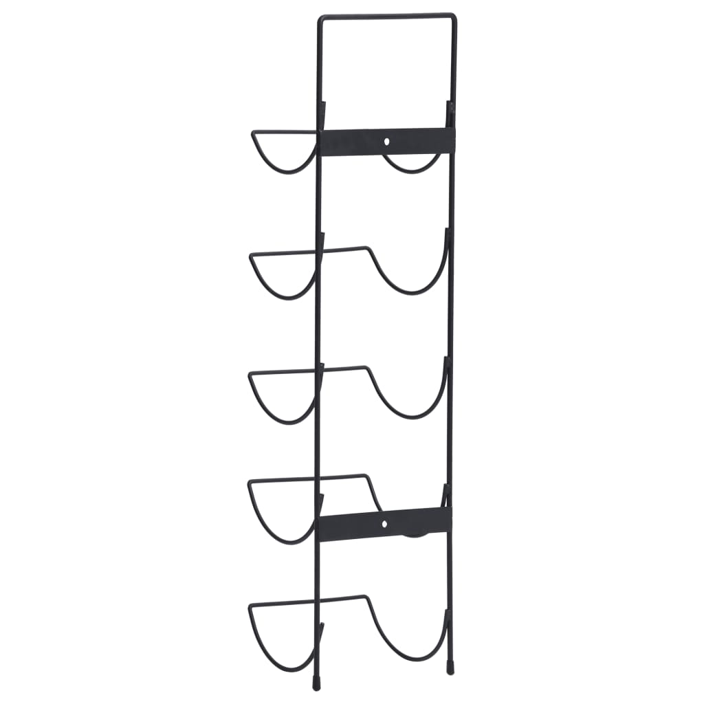 Wall Mounted Wine Rack For 5 Bottles Black Iron