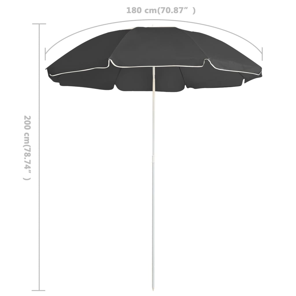 Garden Parasol With Steel Pole 180 Cm
