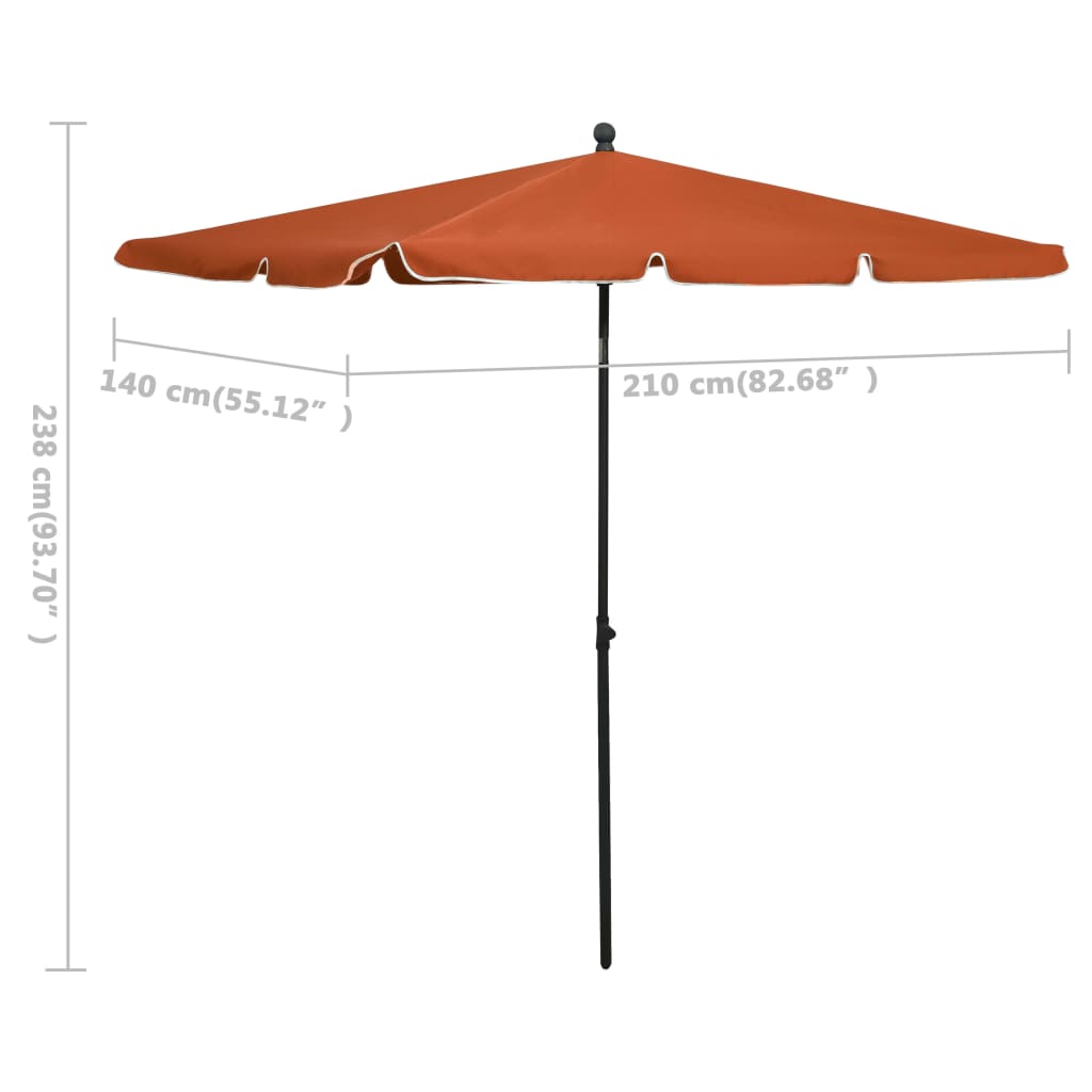 Garden Parasol With Pole 210X140 Cm