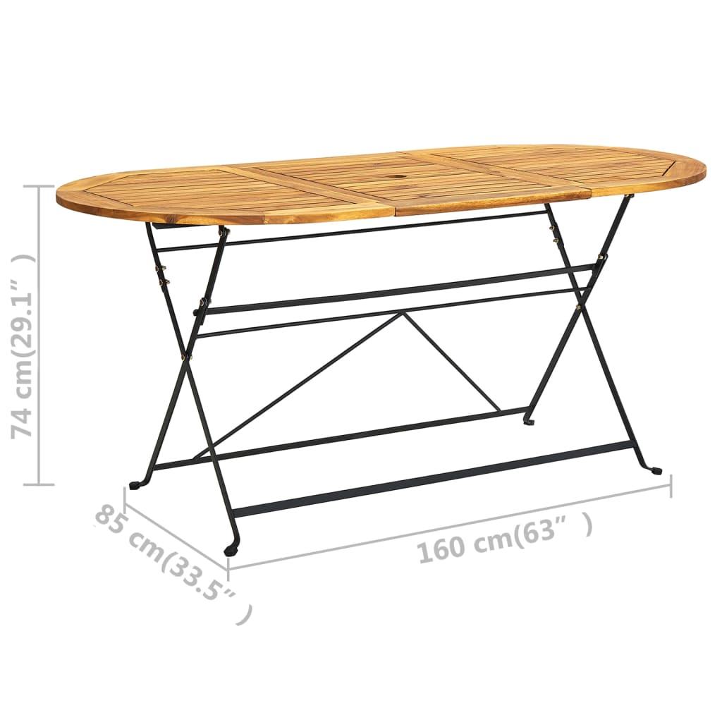 9 Piece Folding Outdoor Dining Set Solid Acacia Wood