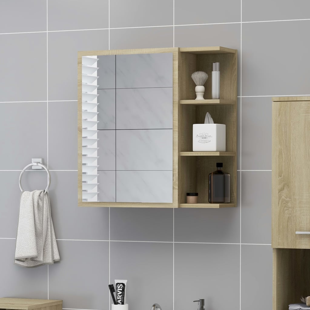 Bathroom Mirror Cabinet 62.5X20.5X64 Cm Engineered Wood
