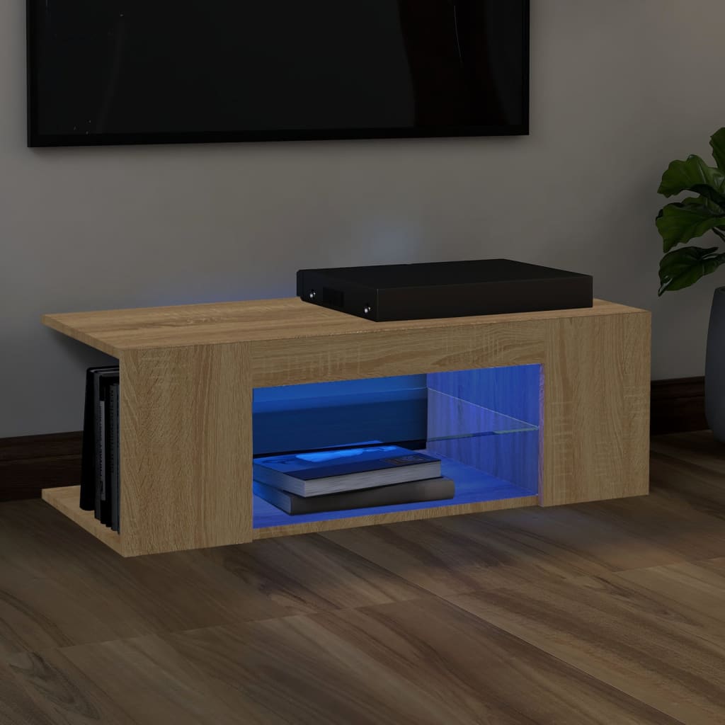 Tv Cabinet With Led Lights 90X39X30 Cm
