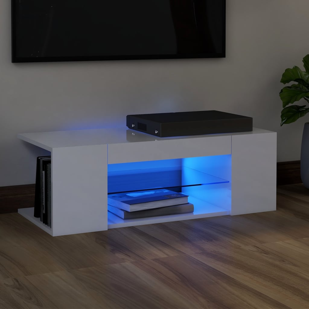 Tv Cabinet With Led Lights 90X39X30 Cm