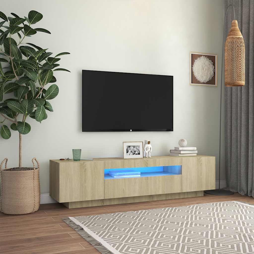 Tv Stand With Led Lights - , 160X35X40 Cm, Made From Engineered Wood