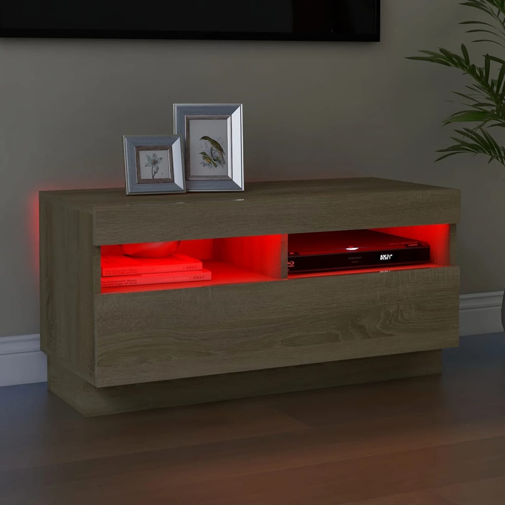 Tv Cabinet With Led Lights 80X35X40 Cm