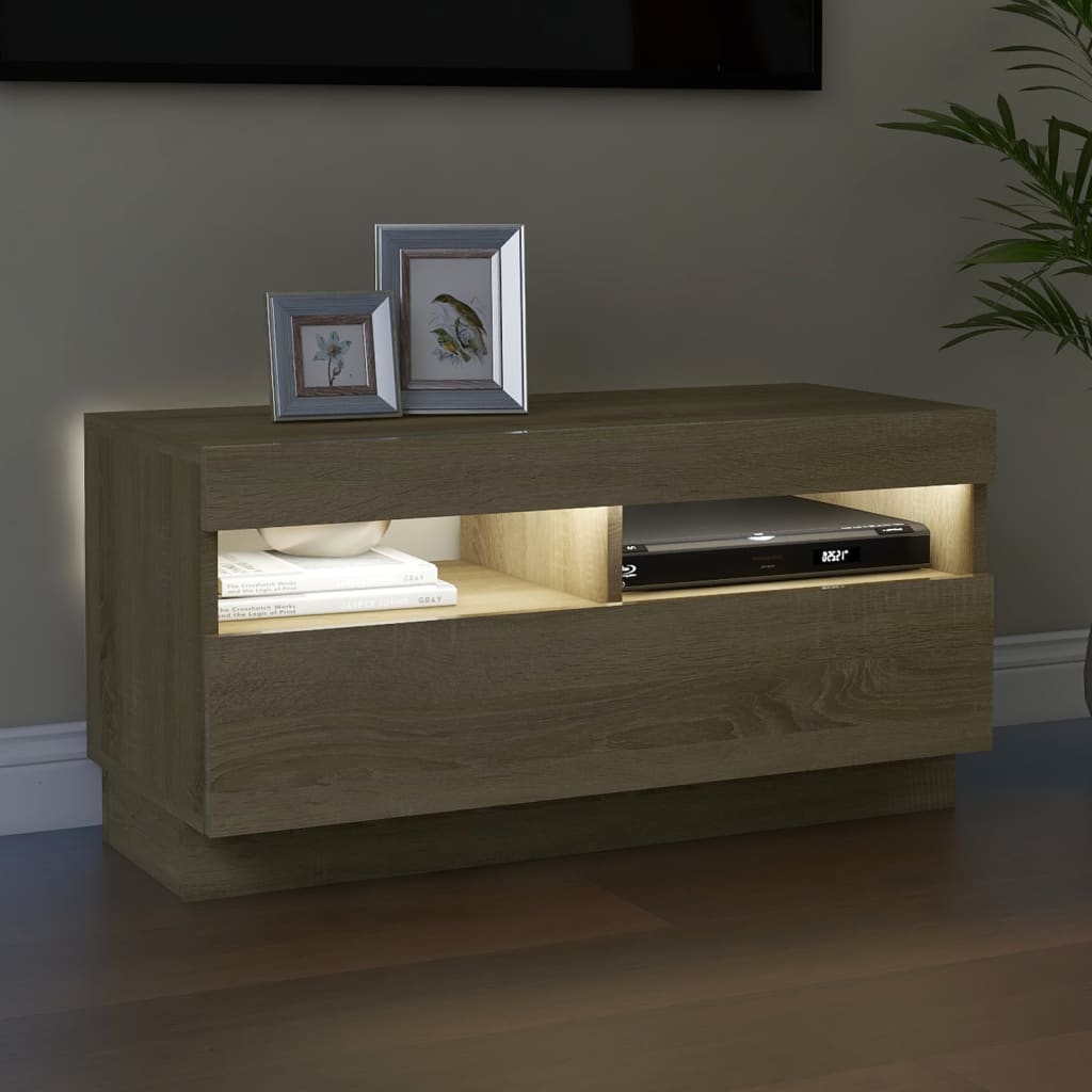 Tv Cabinet With Led Lights 80X35X40 Cm