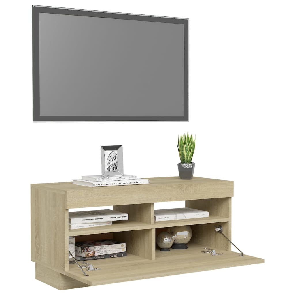 Tv Cabinet With Led Lights 80X35X40 Cm