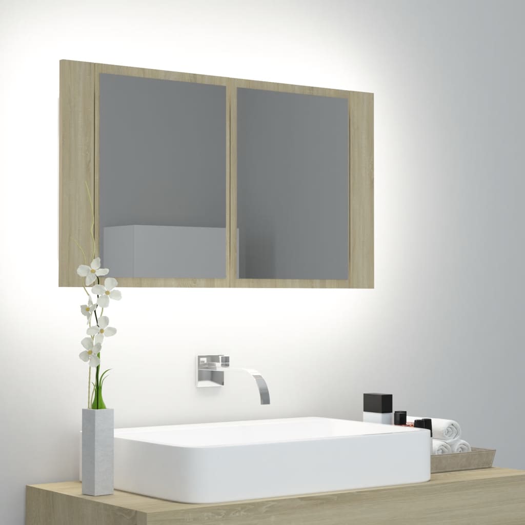 Led Bathroom Mirror Cabinet 80X12X45 Cm Acrylic