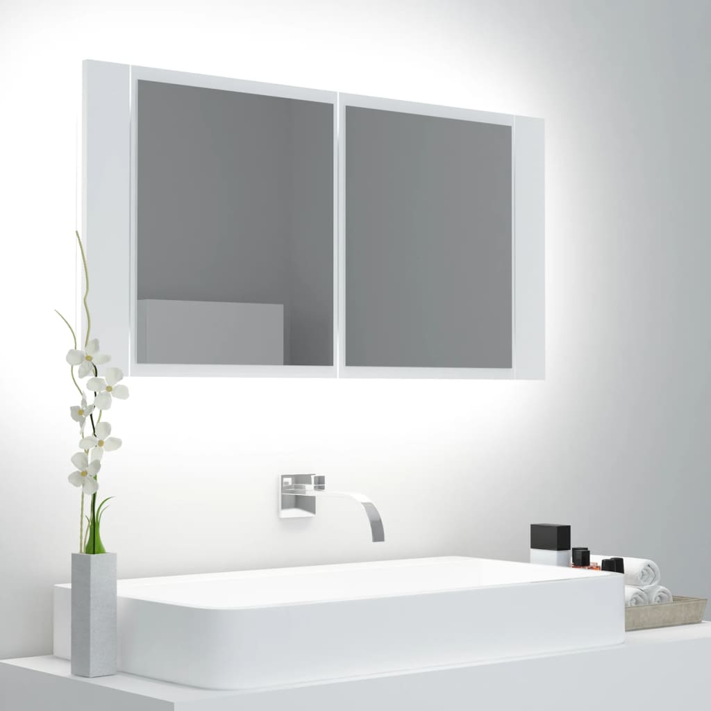 Led Bathroom Mirror Cabinet 90X12X45 Cm Acrylic