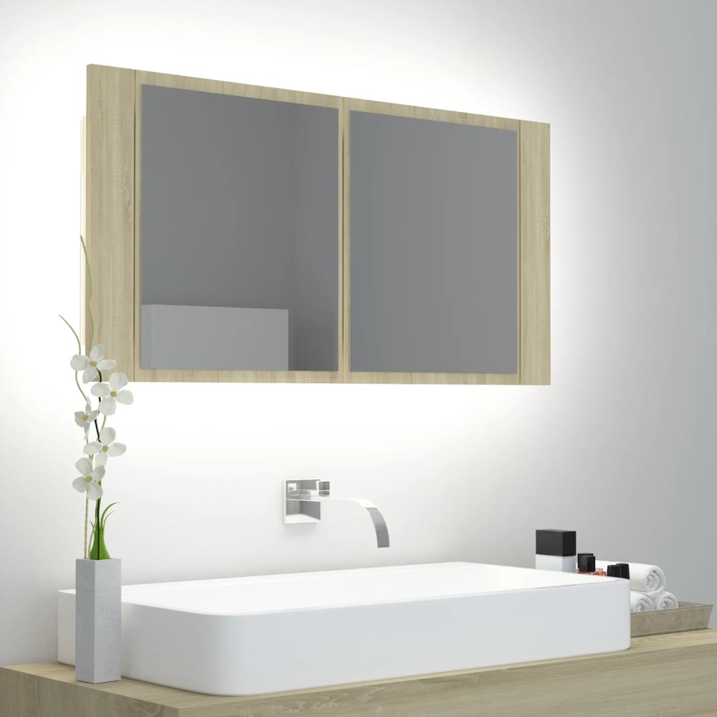 Led Bathroom Mirror Cabinet 90X12X45 Cm Acrylic