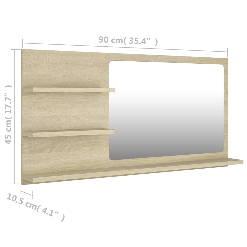 Bathroom Mirror 90X10.5X45 Cm Engineered Wood