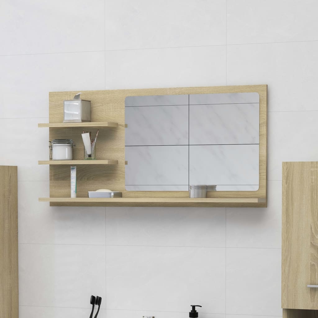 Bathroom Mirror 90X10.5X45 Cm Engineered Wood