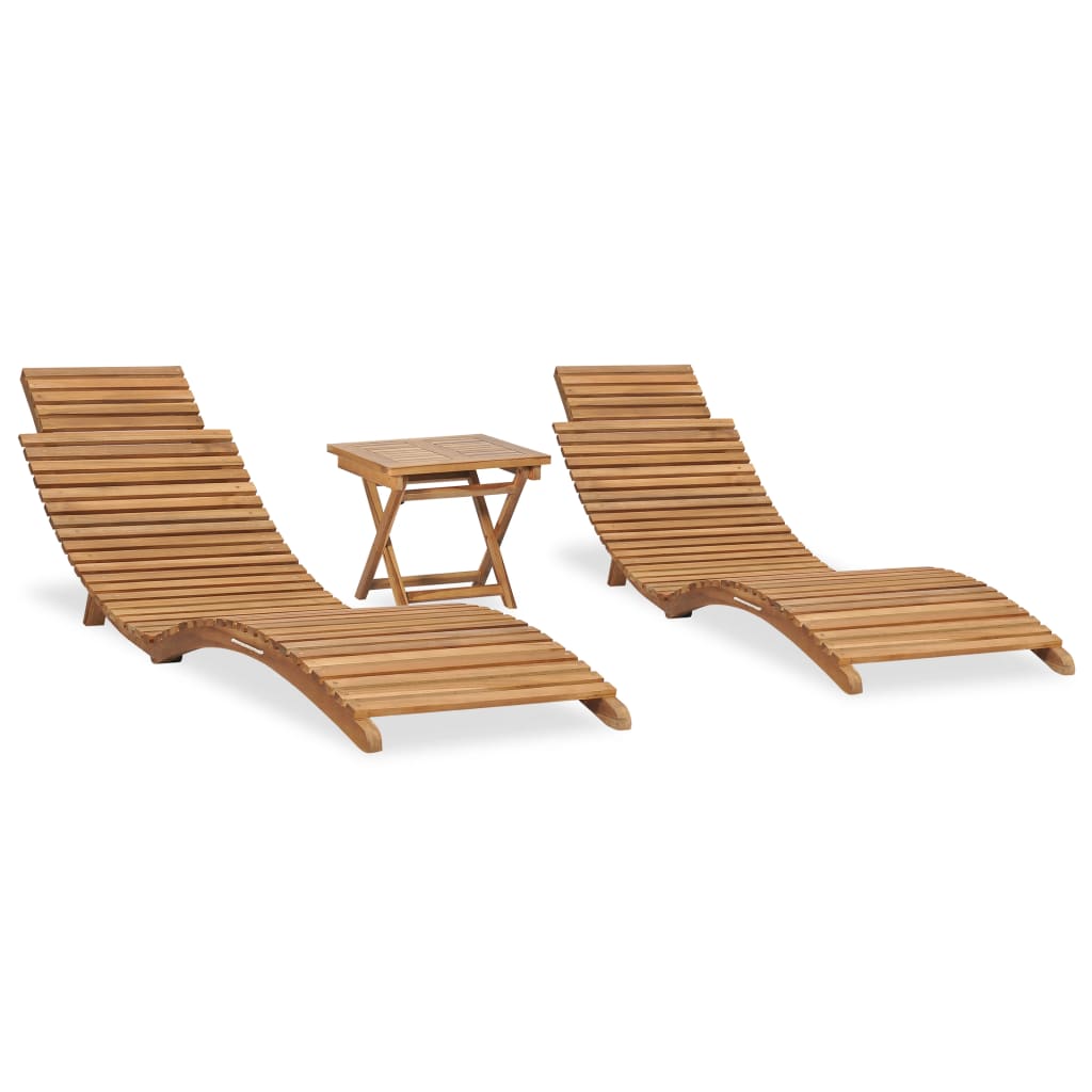 Folding Sun Loungers 2 Pcs Solid Teak Wood