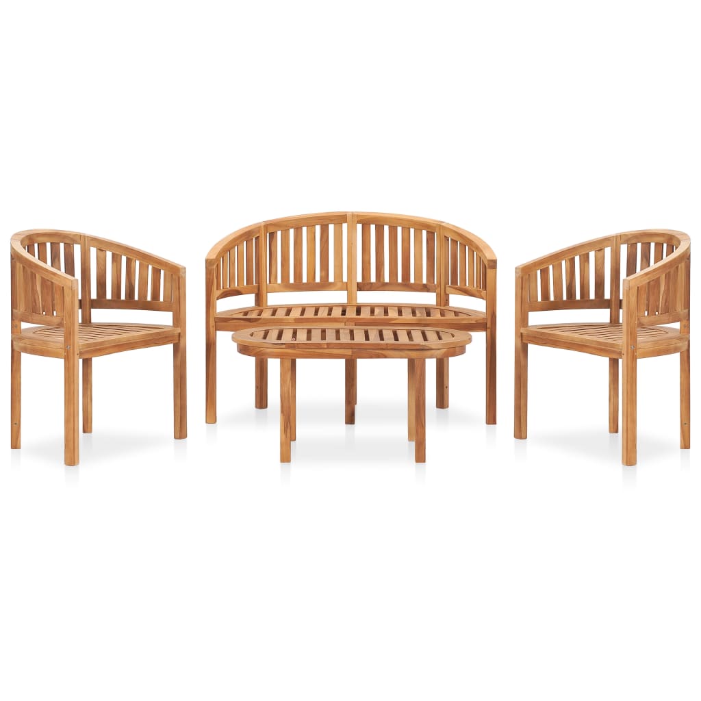 3 Piece Banana Garden Lounge Set Solid Teak Wood