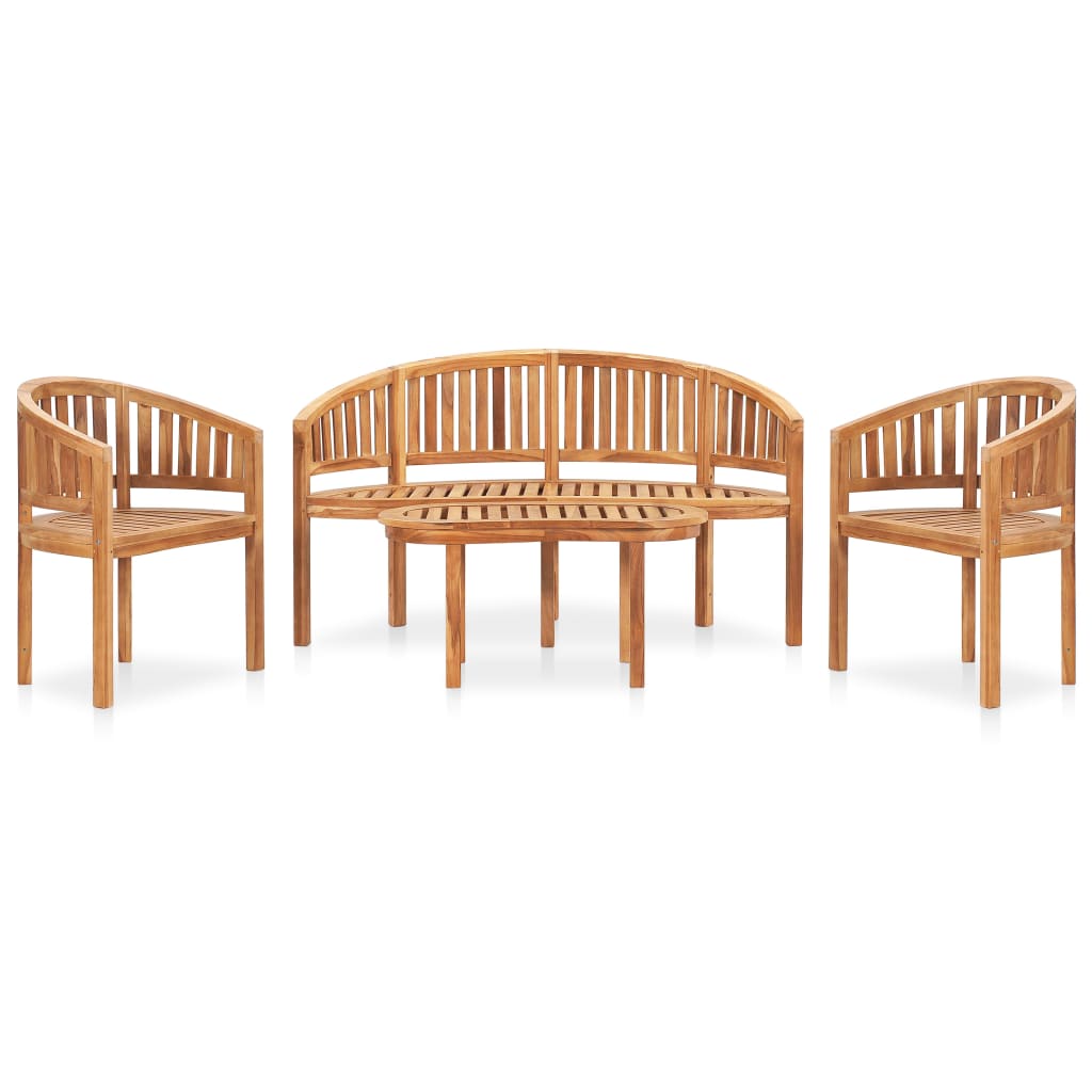 3 Piece Banana Garden Lounge Set Solid Teak Wood