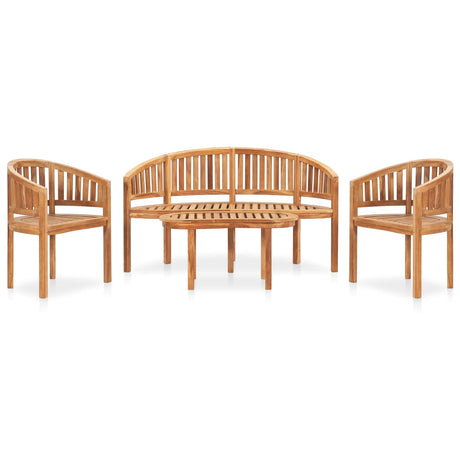 3 Piece Banana Garden Lounge Set Solid Teak Wood