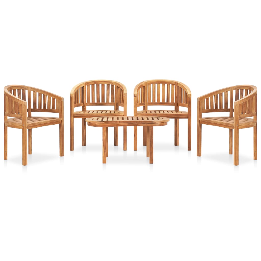 3 Piece Banana Garden Lounge Set Solid Teak Wood