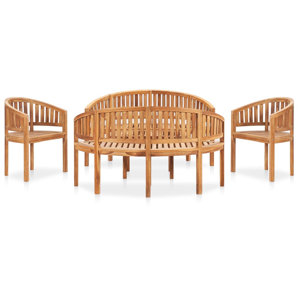 3 Piece Banana Garden Lounge Set Solid Teak Wood
