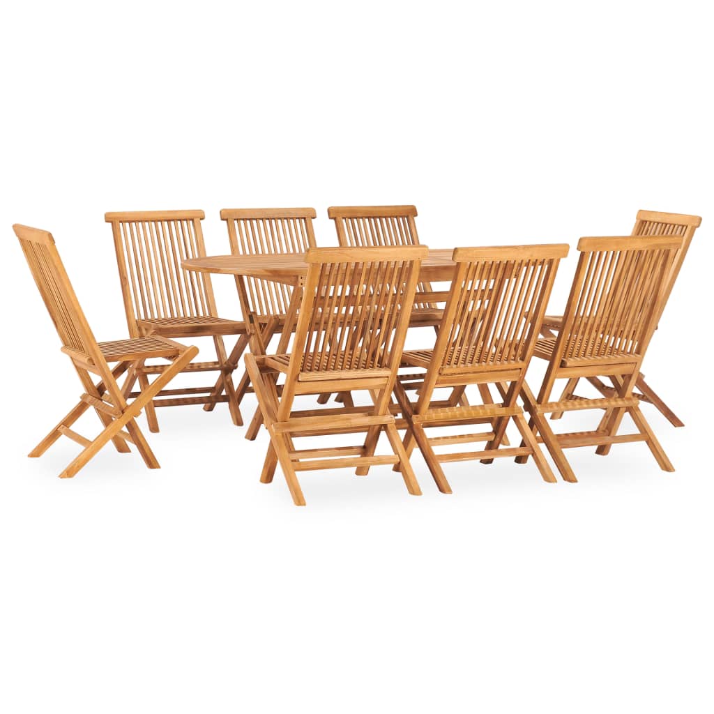 7 Piece Folding Outdoor Dining Set Solid Teak Wood 160 X 80 X 75 Cm