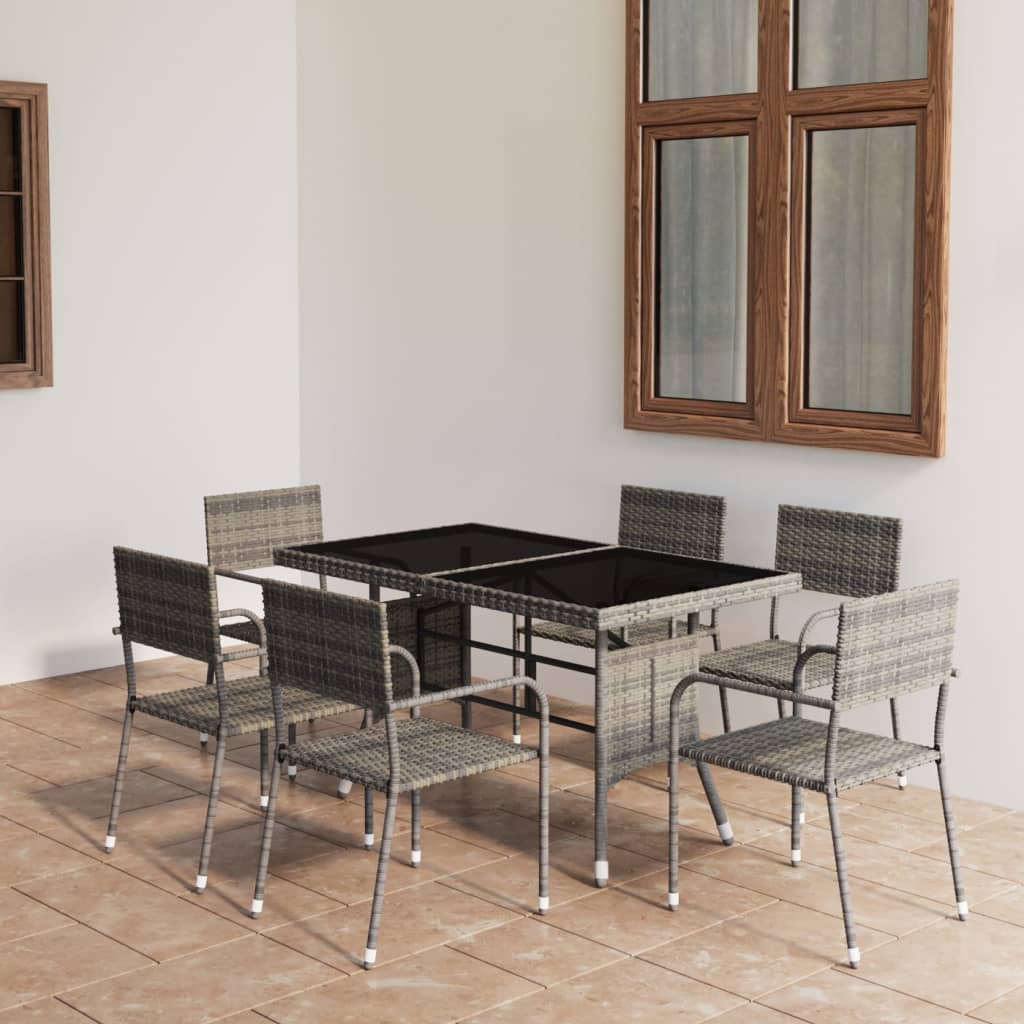 5 Piece Garden Dining Set Poly Rattan Grey