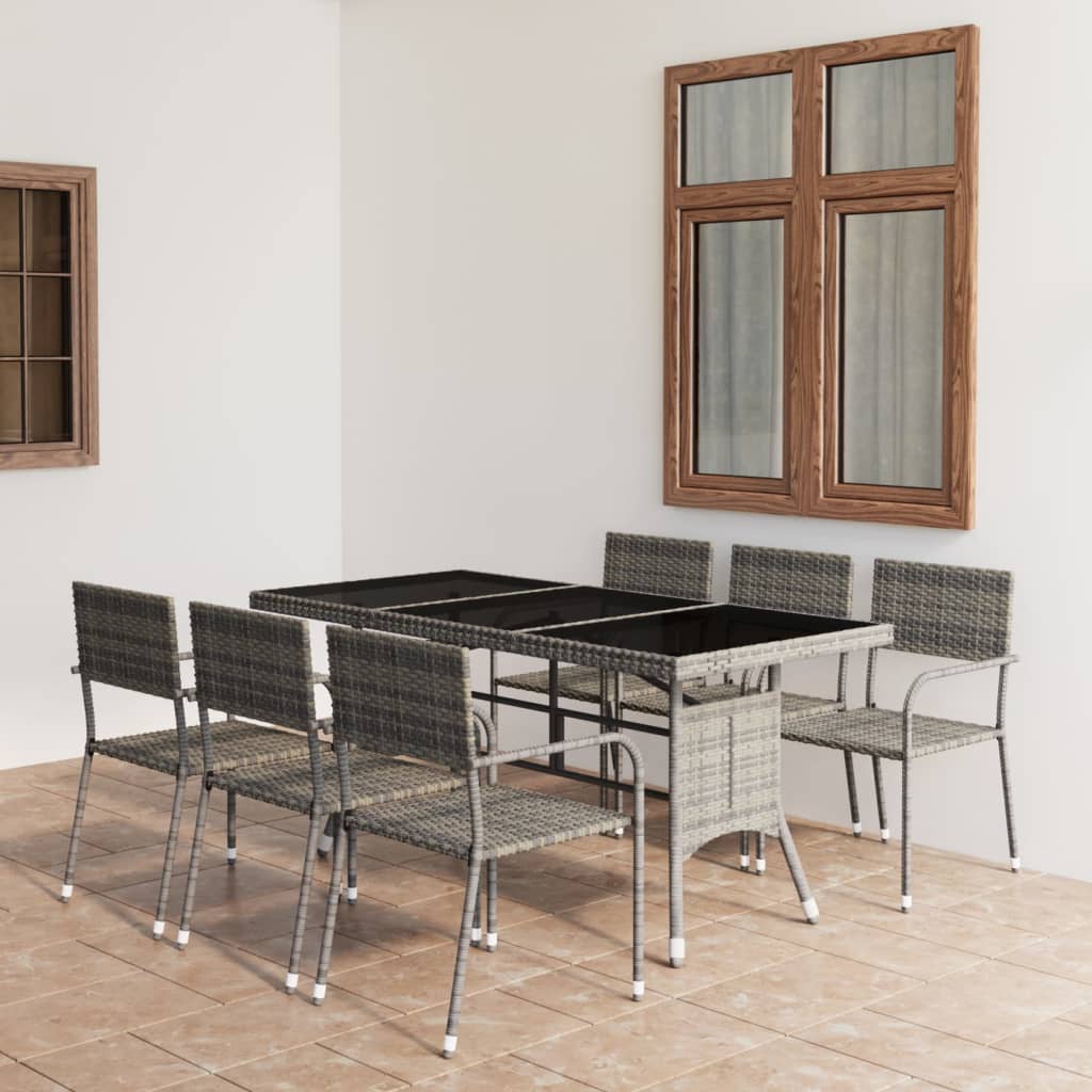 5 Piece Garden Dining Set Poly Rattan Grey